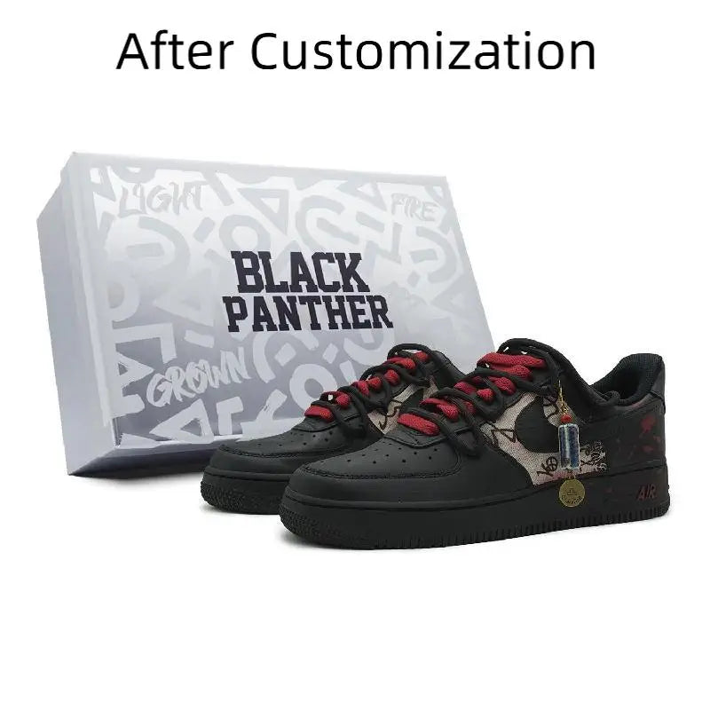 【Customize】Nike Air Force 1 Skateboarding Shoes Unisex Low-top Black/Red Sneakers shoes CW2288-001